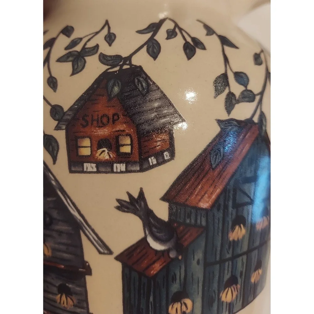 Home & Garden Party Ltd. 2002 Vintage Birdhouse Stoneware Pitcher Made in USA